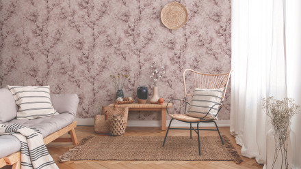 Vinyltapete New Walls Cosy & Relax Livingwalls Vintage Rosa Weiß Creme 204