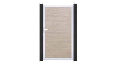 planeo Gardence Simply - PVC-Universaltor Sheffield Oak mit Alu-Rahmen in Silber | EV1 100 x 180 cm